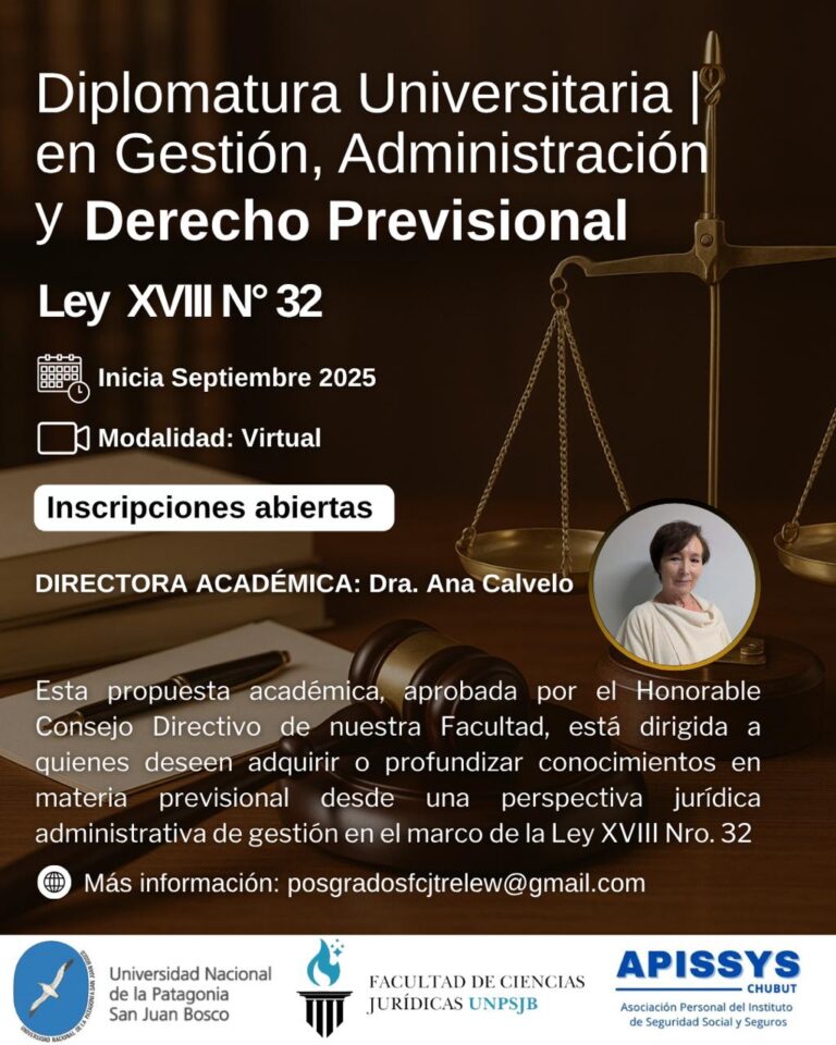 Nueva Diplomatura Universitaria en Gestión, Administración y Derecho Previsional