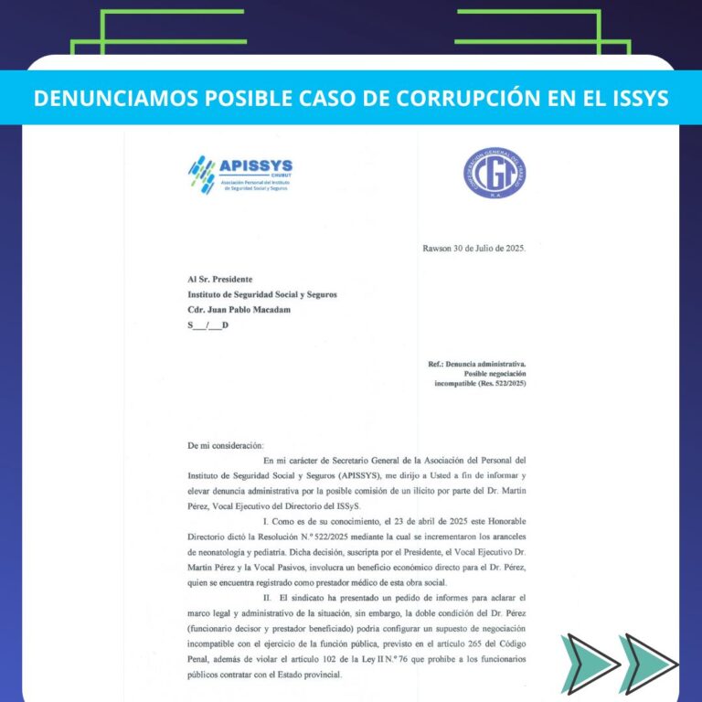 Denunciamos posible caso de corrupción en el ISSyS